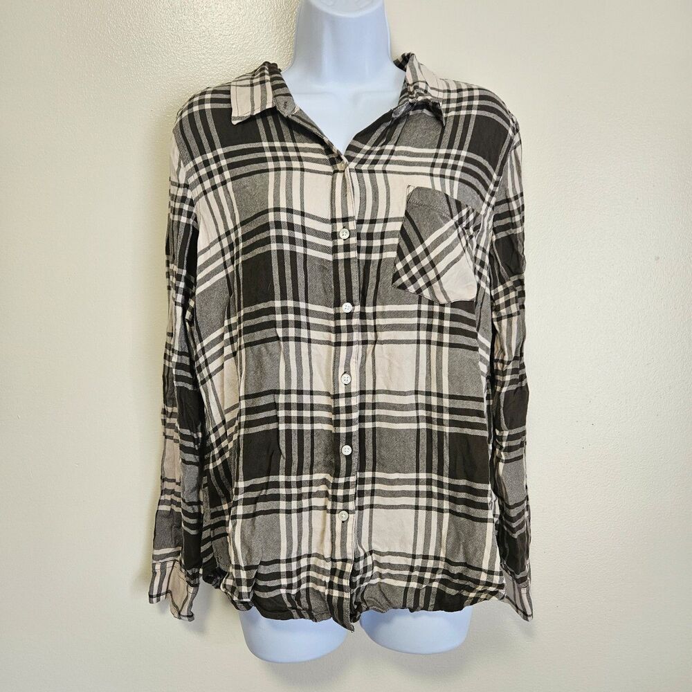 Lucky Brand Plaid Button Down Flannel Boyfriend Lightweight Fall Women Medium